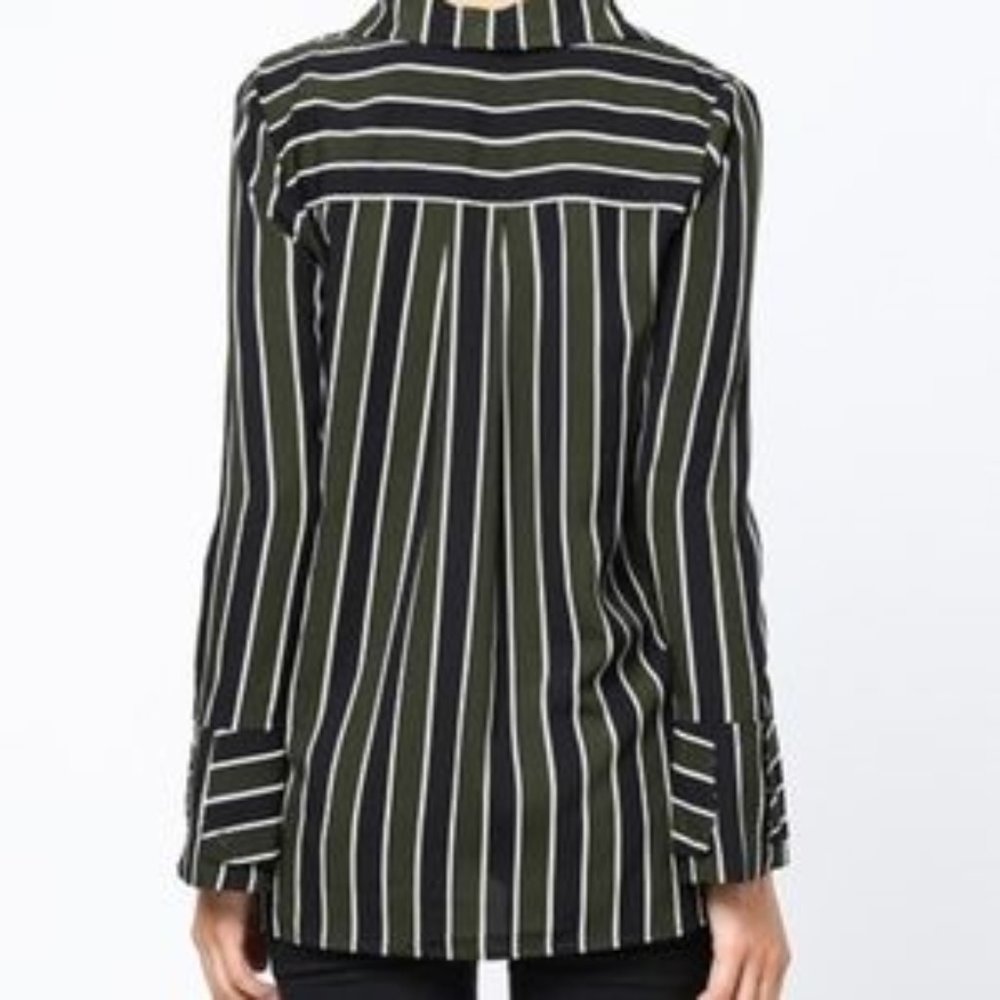 STRIPED BUTTON DOWN TOP - Picture 2 of 2
